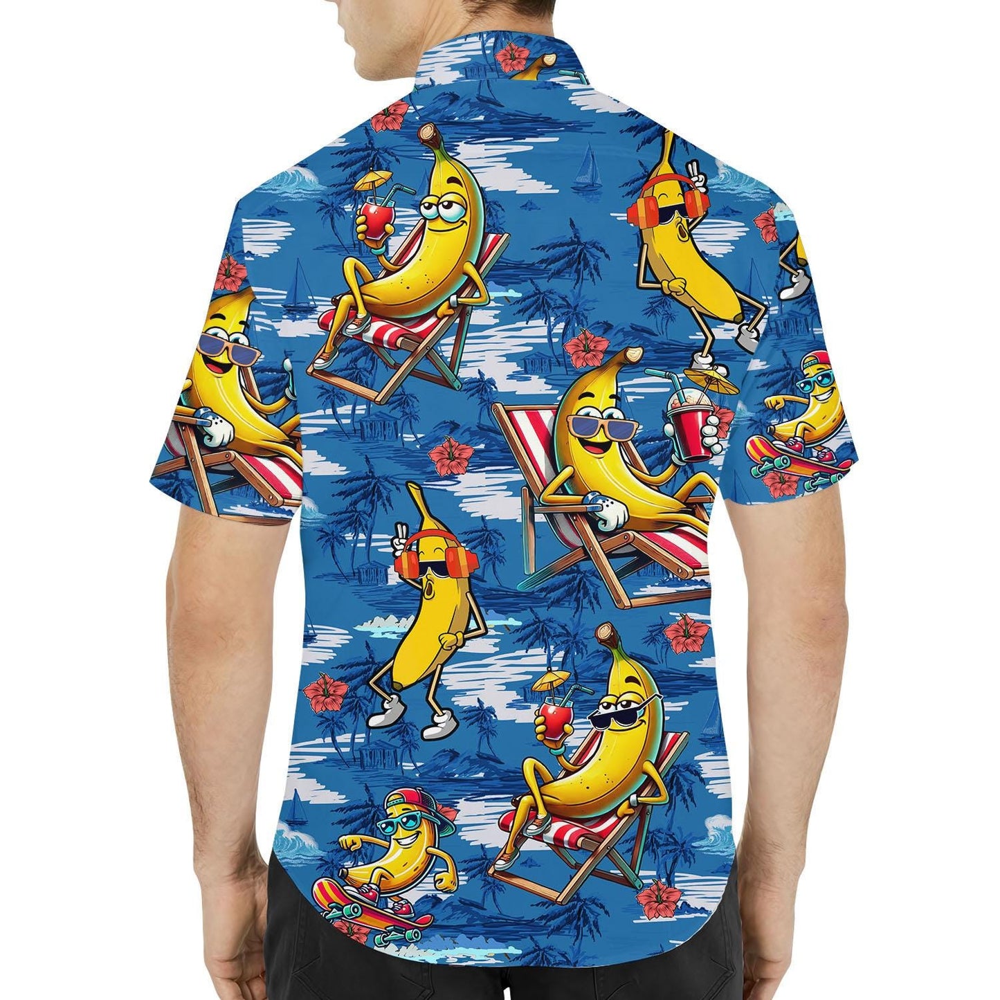Tropical Banana Button Down Short Sleeve Shirt