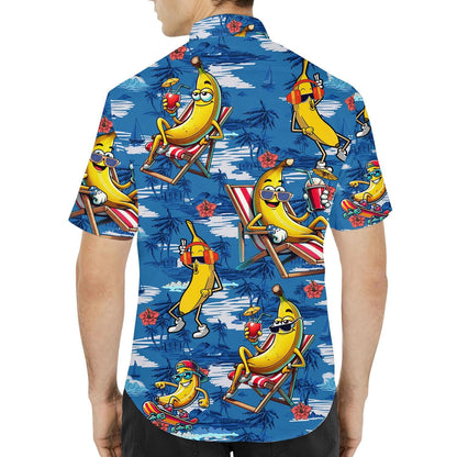 Tropical Banana Button Down Short Sleeve Shirt