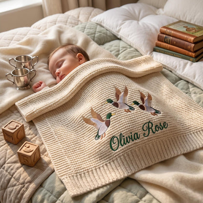 Personalized Mallard Duck Embroidered Baby Blanket