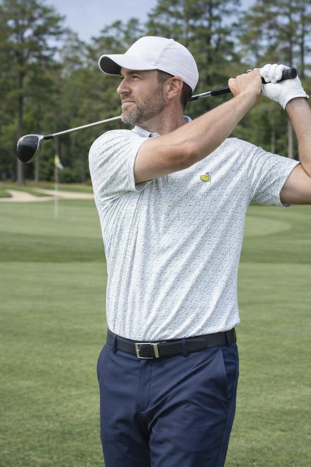 Golf Polo Shirt Masters Inspired, Augusta Green Pattern Polo Outfit Shirt