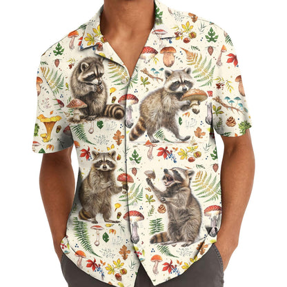 Raccoon Mushroom Hawaiian Shirt