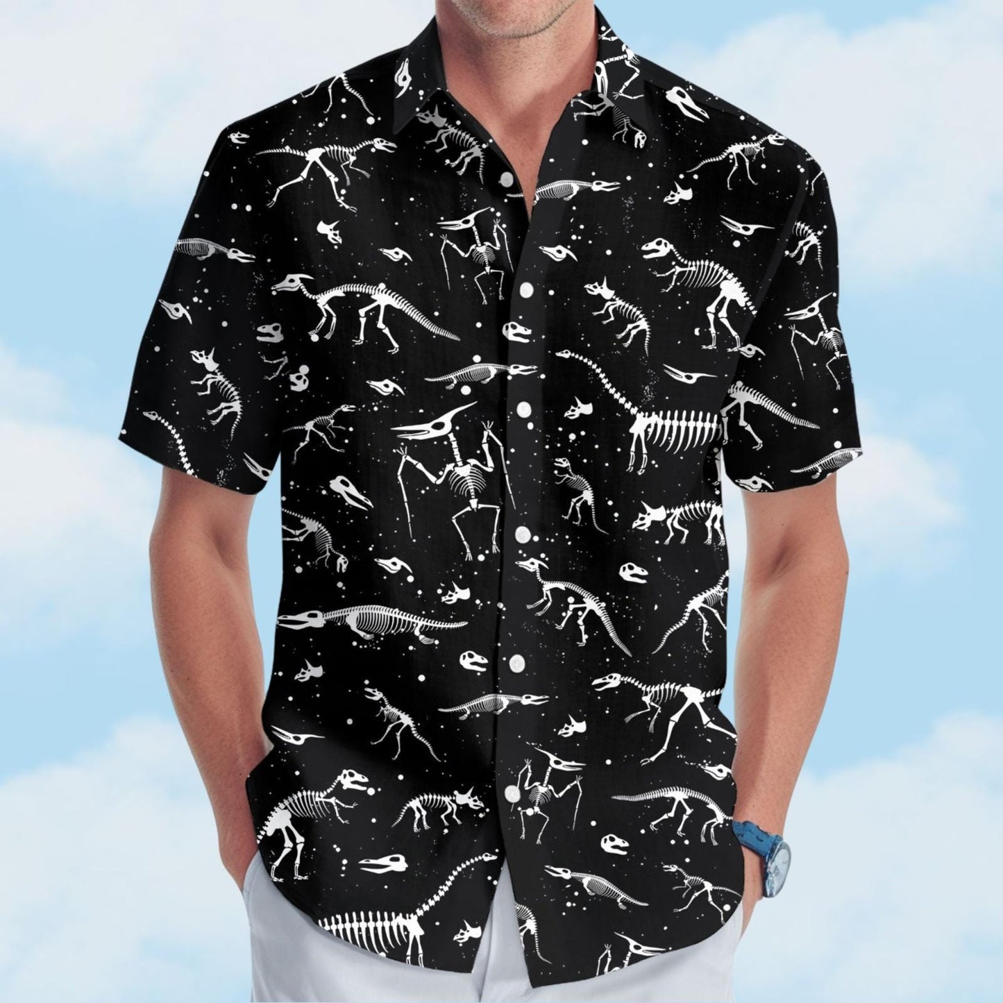 Dinosaur Species Skeleton Hawaiian Shirt for Men Women Youth