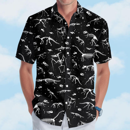 Dinosaur Species Skeleton Hawaiian Shirt for Men Women Youth