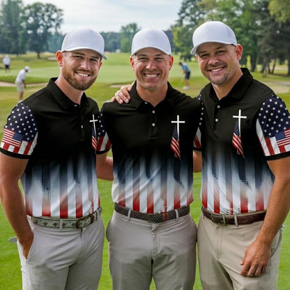 USA Patriotic Christian Eagle Golf Polo Shirt, 4th of July Shirt