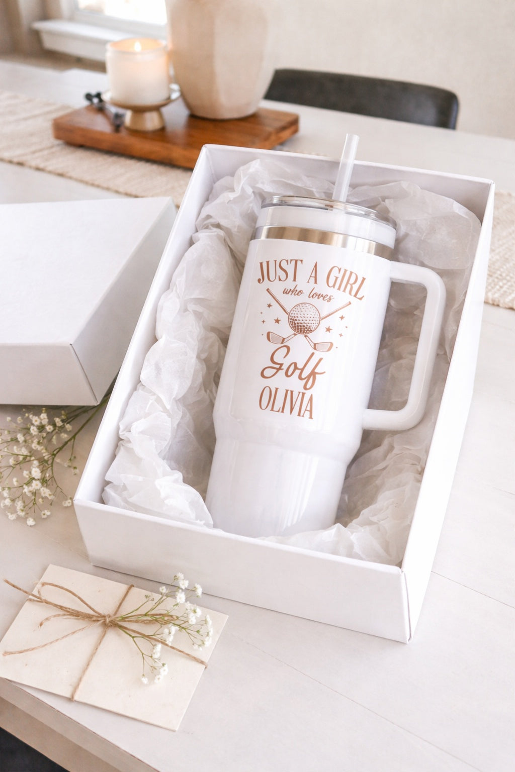 Just A Girl Who Love Golf Tumbler 40oz, Custom Golf Tumbler, Golf Club Tumblers, Printed Golf Tumblers With Handle, Mug Gift, Travel Cup TBGTP11