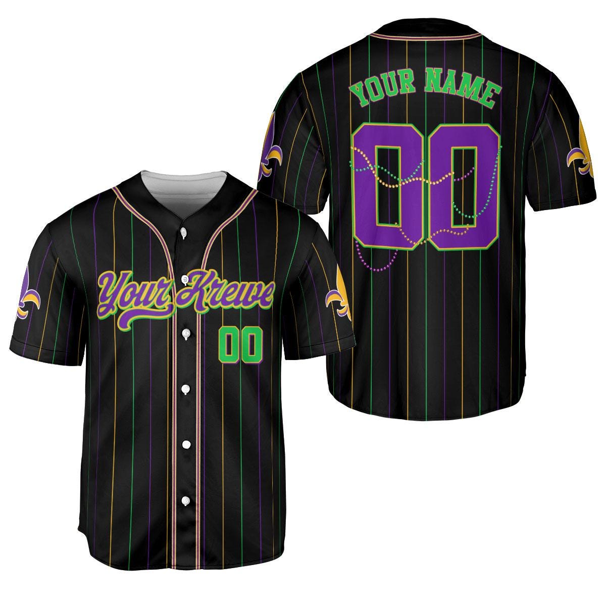 Custom Festival Mardi Gras Baseball Jersey