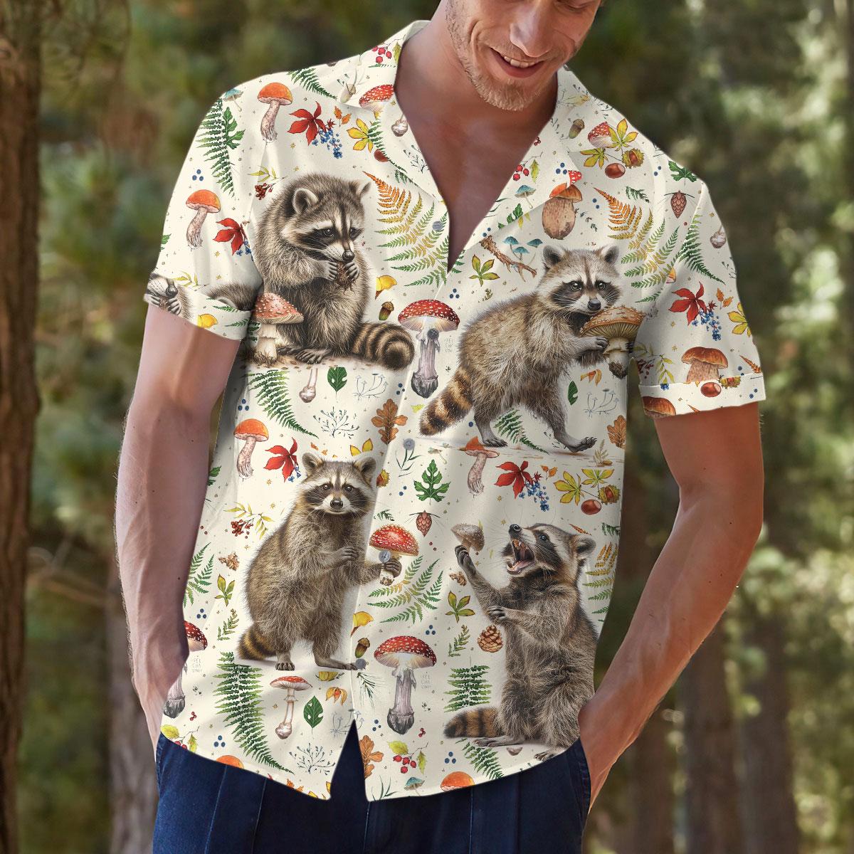 Raccoon Mushroom Hawaiian Shirt
