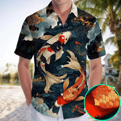 Caseyathletic Two Koi Carps Hawaiian Shirt Aloha Beach Top