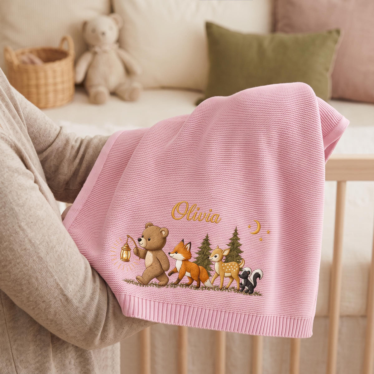 Personalized Embroidered Animal Baby Blanket