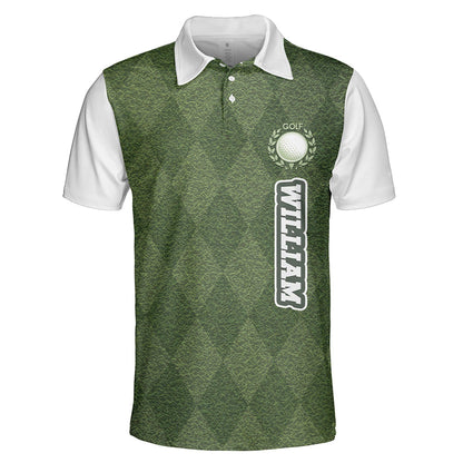Green Grass Golf Polo Shirt, Custom Golf Shirt for Men Dad, Golf Lover Gift