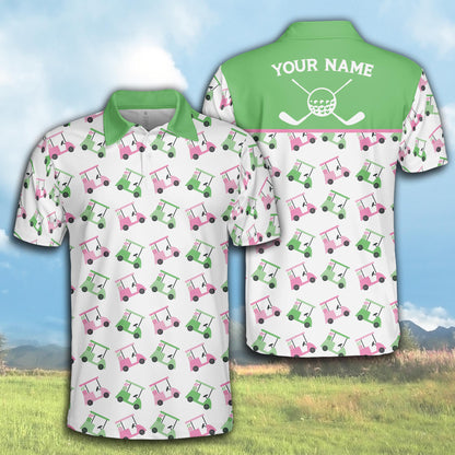Personalized Name Golf Polo Shirt, Custom Color Argyle Short Sleeve Polo Shirt