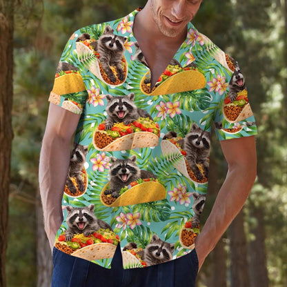 Raccoon Taco Hawaiian Shirt, Funny Fiesta Vacation Button Down
