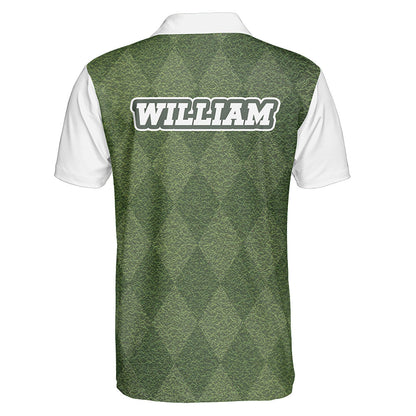 Green Grass Golf Polo Shirt, Custom Golf Shirt for Men Dad, Golf Lover Gift