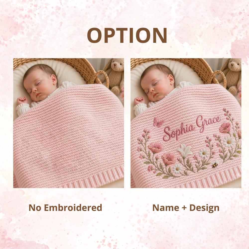 Personalized Knit Vintage Goose Baby Embroidery Blanket Name