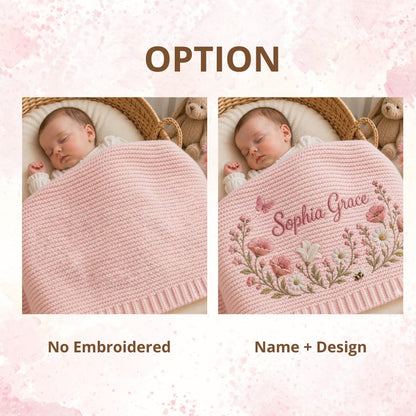 Personalized Knit Vintage Goose Baby Embroidery Blanket Name