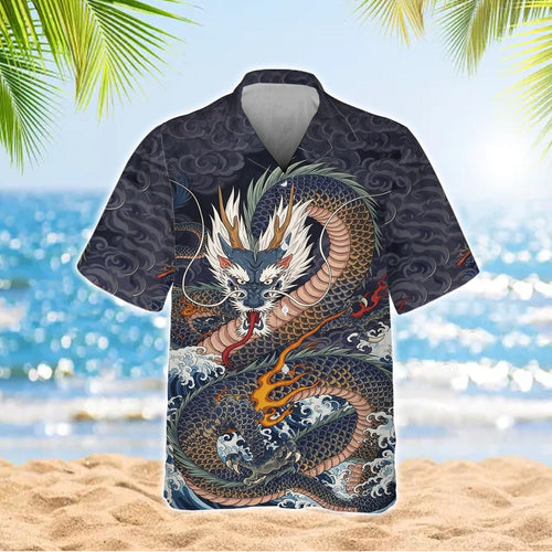 Caseyathletic Japanese Dragon Wave Shirt