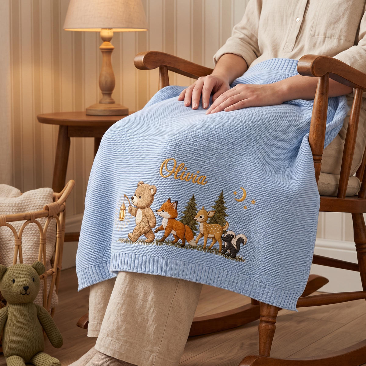 Personalized Embroidered Animal Baby Blanket
