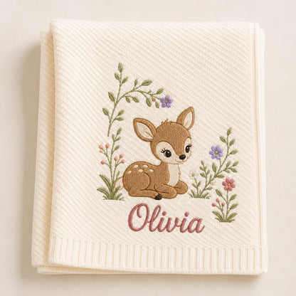 Soft Knitted Embroidery Custom Name Baby Blanket