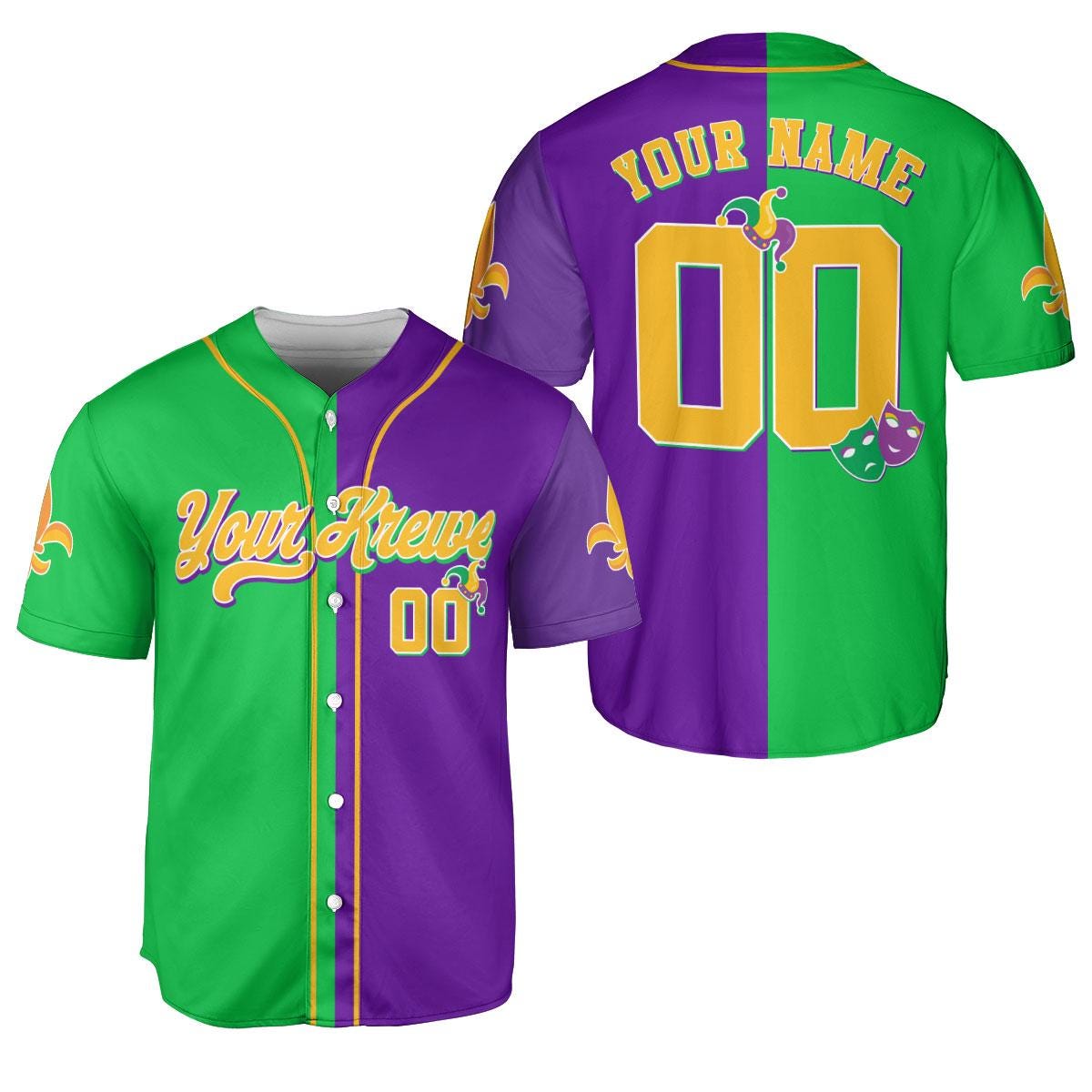 Custom Festival Mardi Gras Baseball Jersey