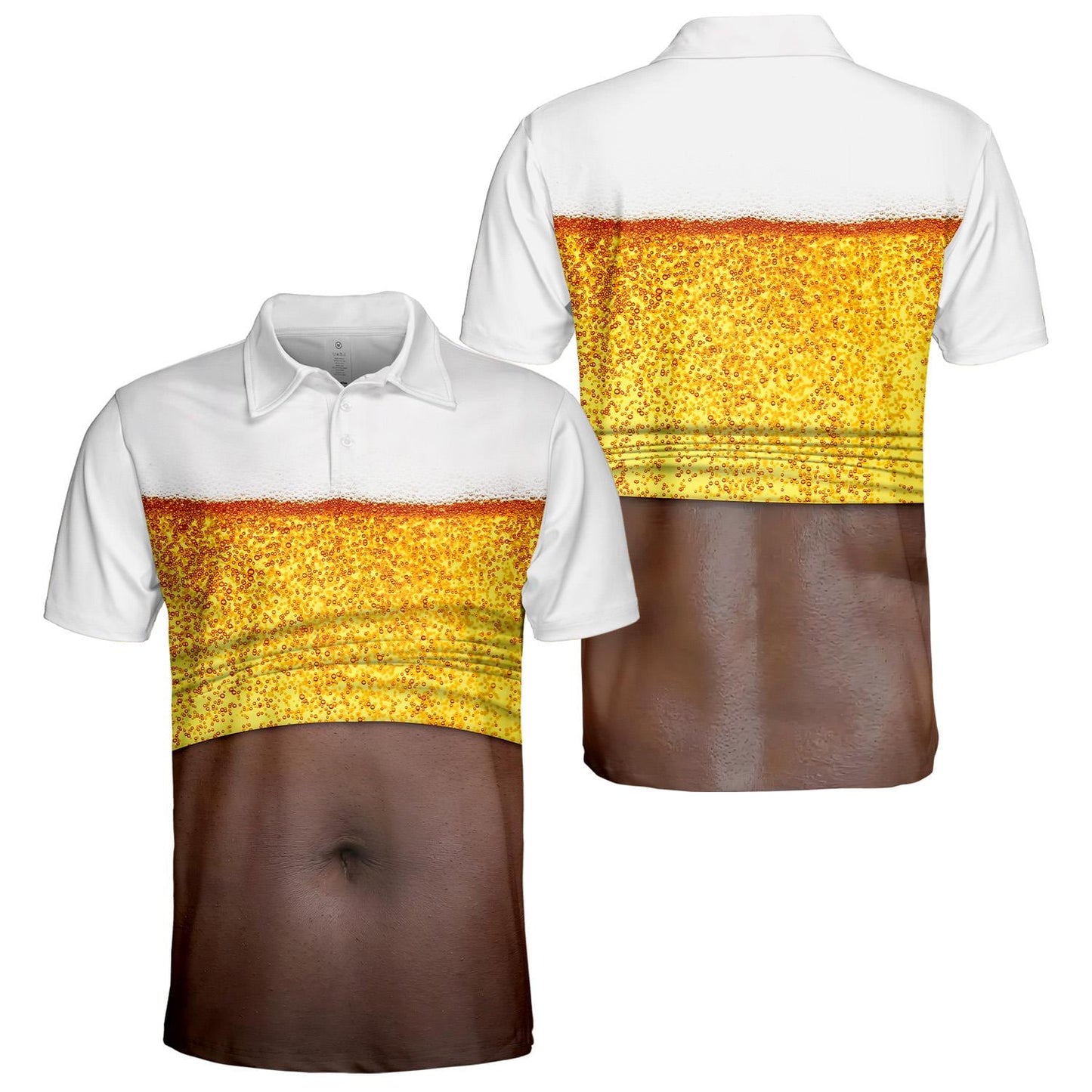 Beer Belly Polo Shirt for Men, Dad Bod Illusion Shirt, Drinking Party Polo, Summer BBQ Joke Shirt