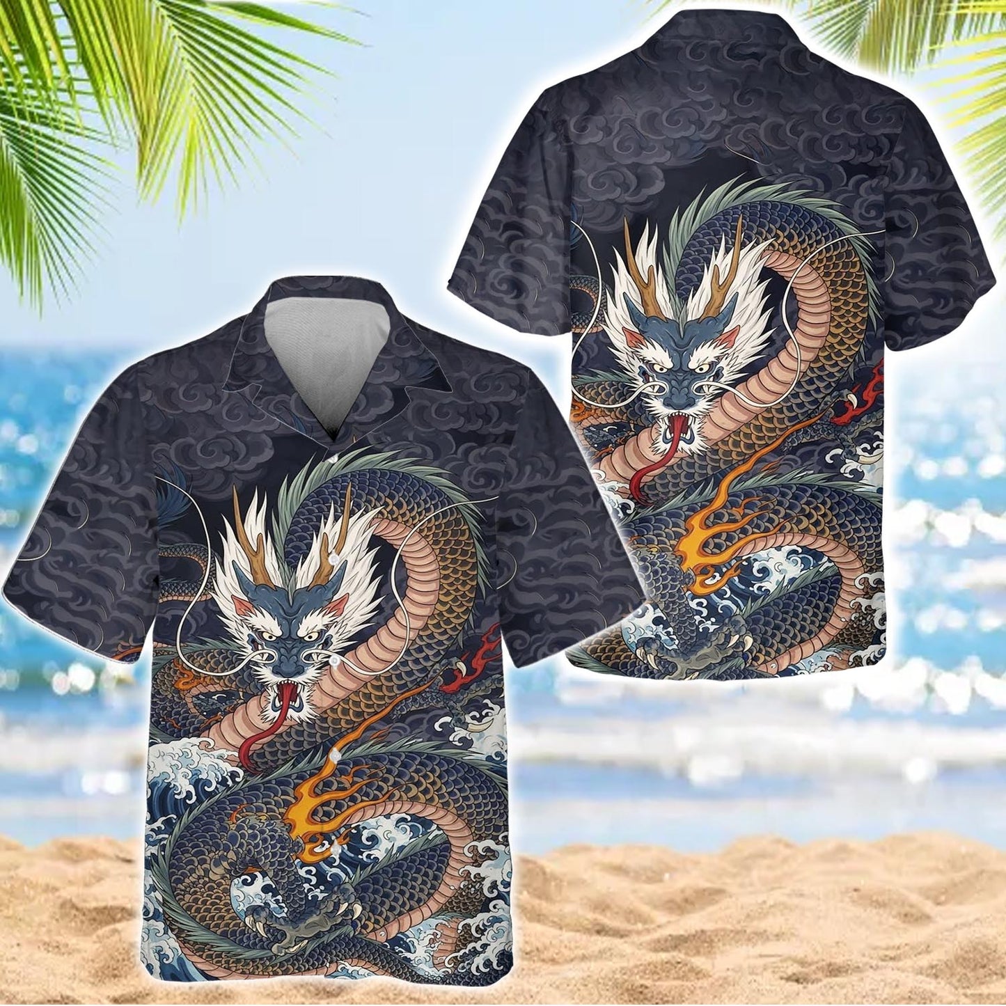 Caseyathletic Japanese Dragon Wave Shirt