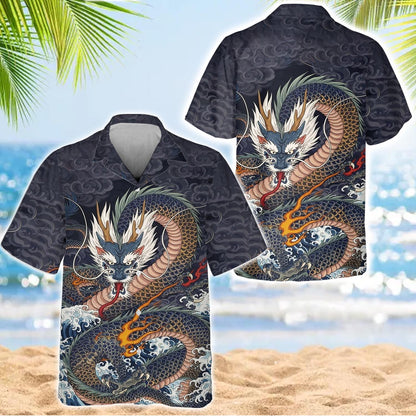 Caseyathletic Japanese Dragon Wave Shirt