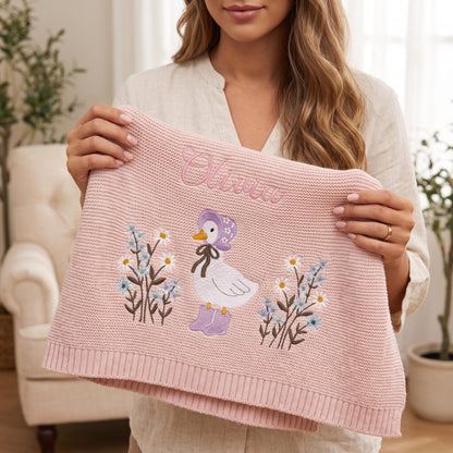 Personalized Embroidery Wildflower Baby Blanket
