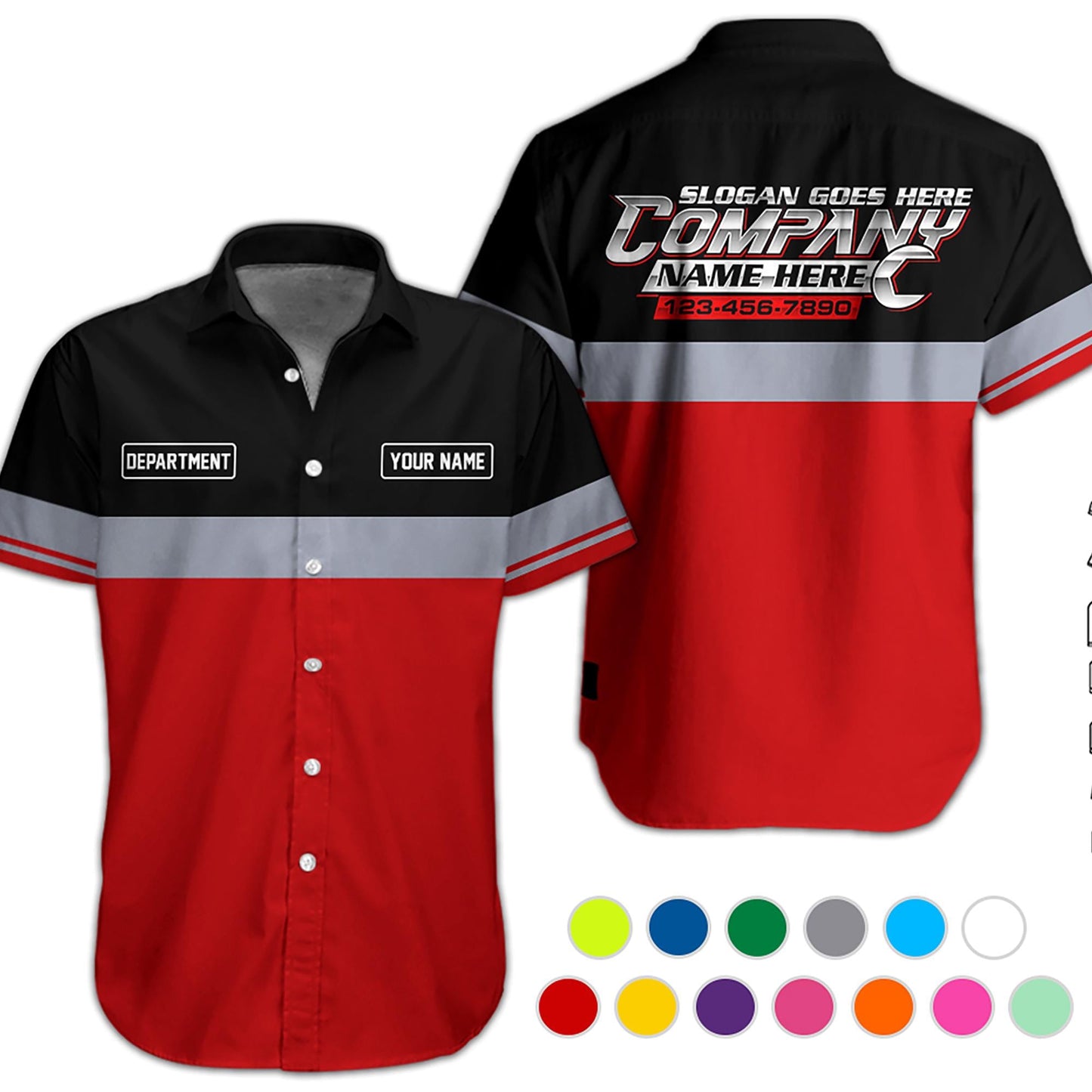 Custom Name Phone Number Mechanic Hawaii Shirt
