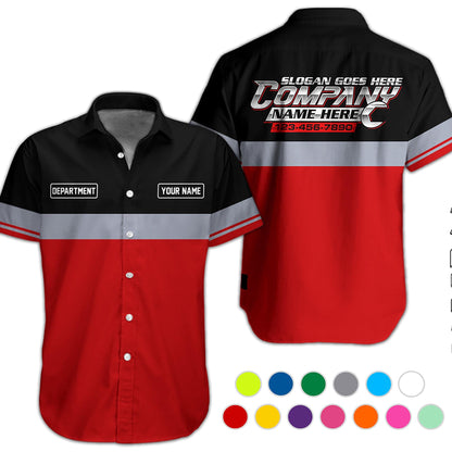 Custom Name Phone Number Mechanic Hawaii Shirt