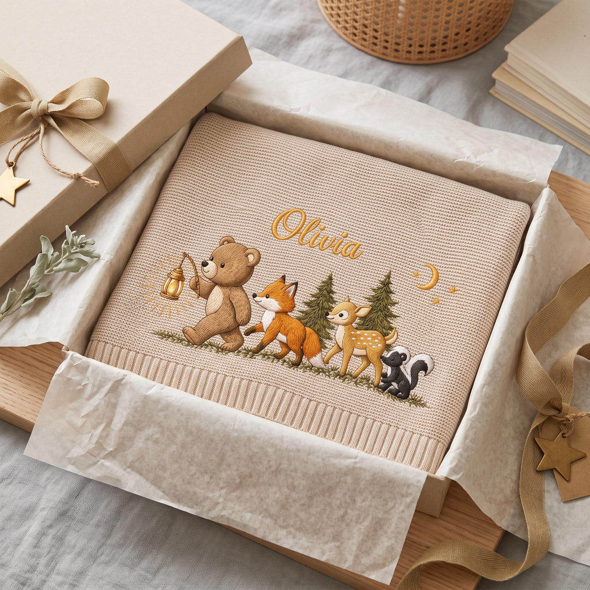 Personalized Embroidered Animal Baby Blanket