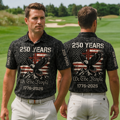 1776-2026 We The People Eagle Golf Polo Shirt Gift for Men