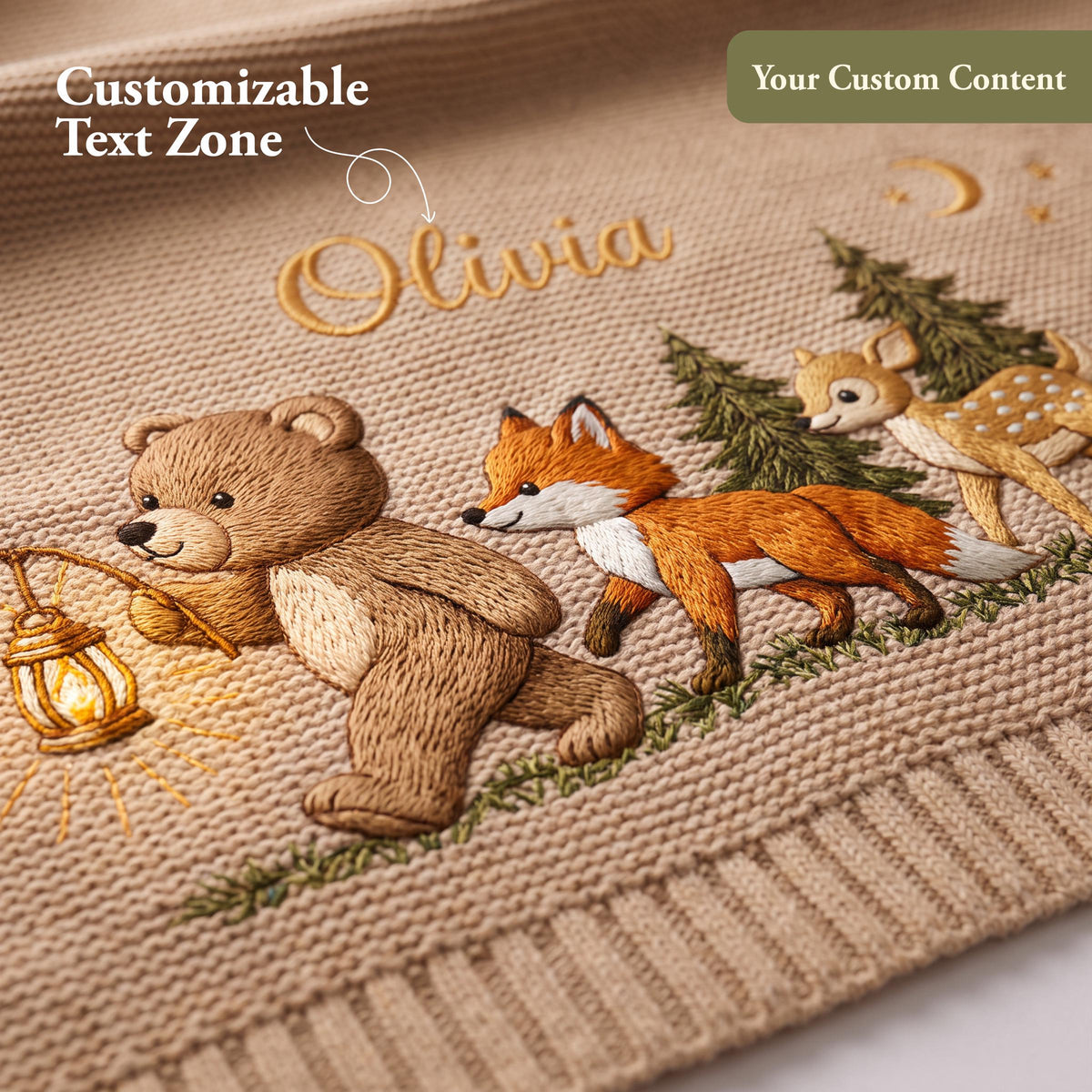 Personalized Embroidered Animal Baby Blanket