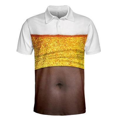 Beer Belly Polo Shirt for Men, Dad Bod Illusion Shirt, Drinking Party Polo, Summer BBQ Joke Shirt