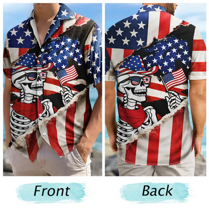 America 250 Years Cowboy Skeleton Hawaiian Shirt