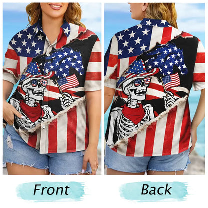 America 250 Years Cowboy Skeleton Hawaiian Shirt