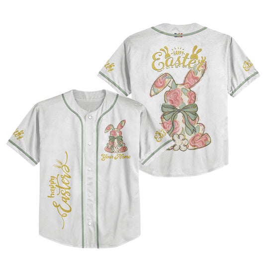 Custom Easter Bunny Bow Baseball Jersey