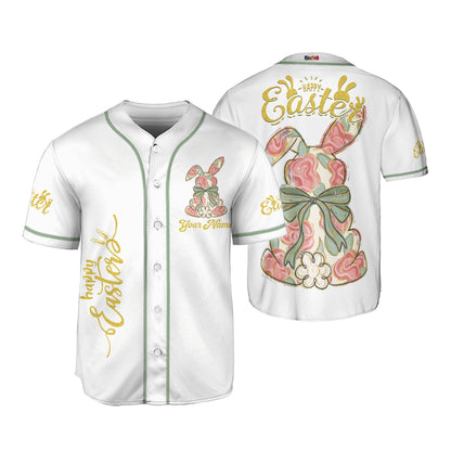 Custom Easter Bunny Bow Baseball Jersey
