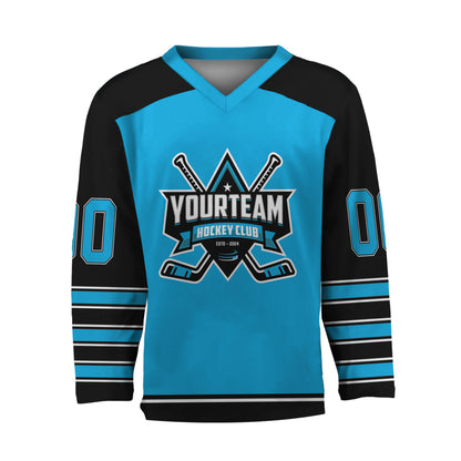 Personalize Hockey Team Name And Number Blue Jersey