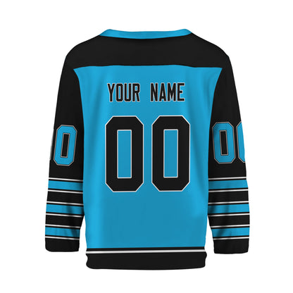 Personalize Hockey Team Name And Number Blue Jersey