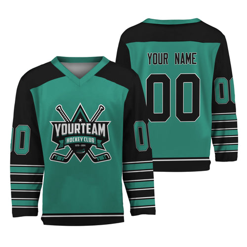 Personalize Hockey Team Name And Number Green Jersey