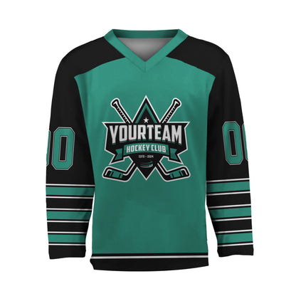 Personalize Hockey Team Name And Number Green Jersey