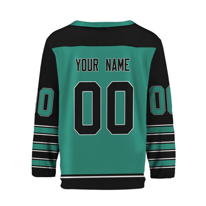 Personalize Hockey Team Name And Number Green Jersey