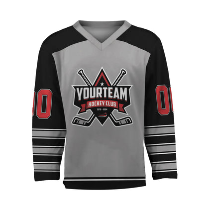 Personalize Hockey Team Name And Number Grey Jersey