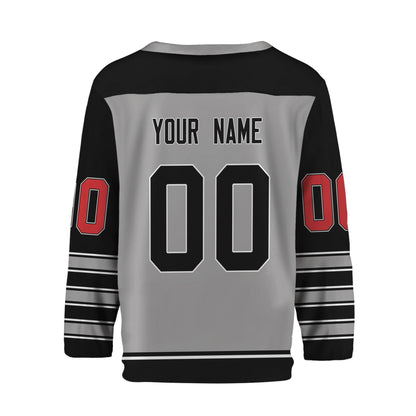 Personalize Hockey Team Name And Number Grey Jersey