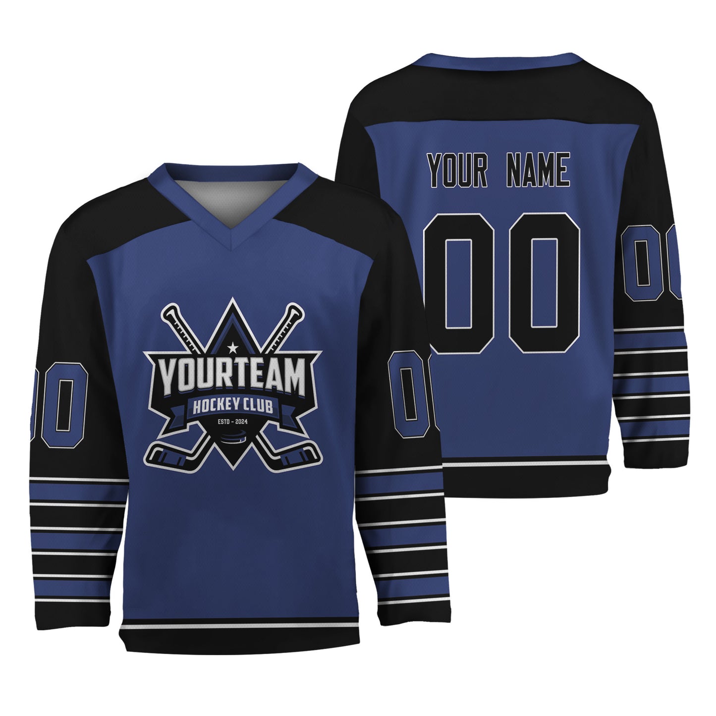 Personalize Hockey Team Name And Number Navy Jersey