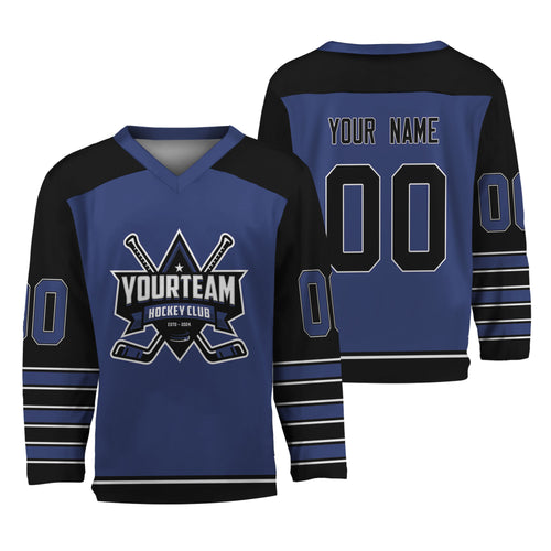 Personalize Hockey Team Name And Number Navy Jersey
