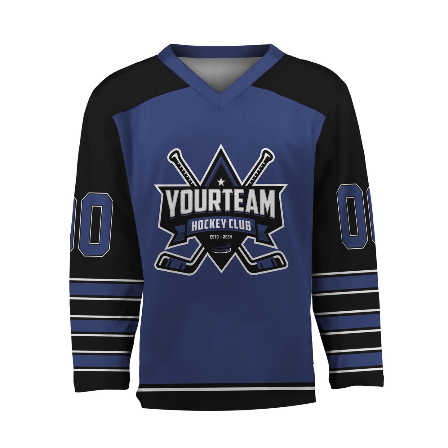 Personalize Hockey Team Name And Number Navy Jersey