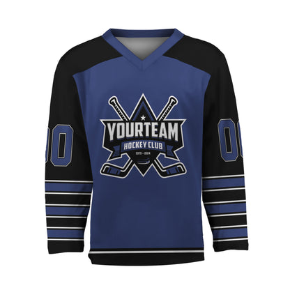 Personalize Hockey Team Name And Number Navy Jersey