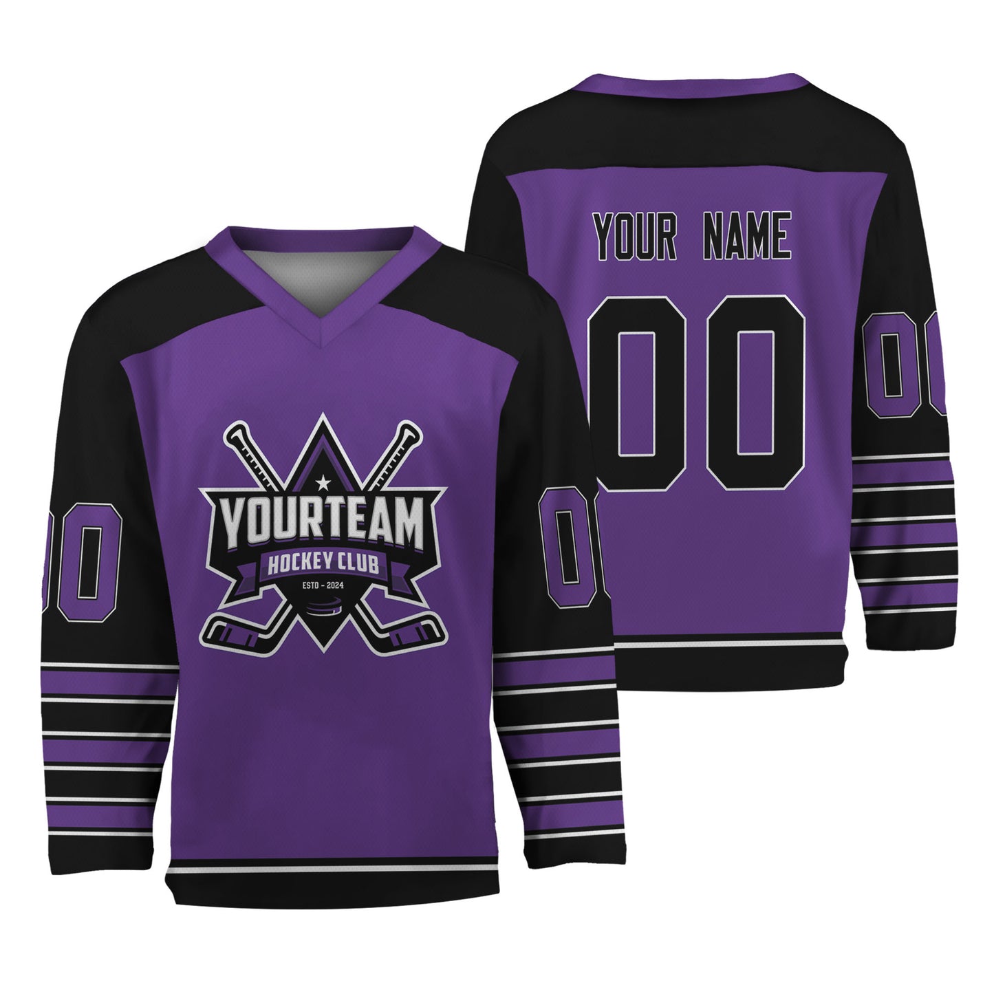 Personalize Hockey Team Name And Number Purple Jersey