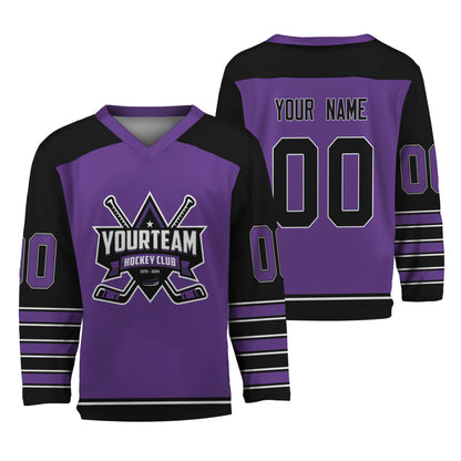 Personalize Hockey Team Name And Number Purple Jersey